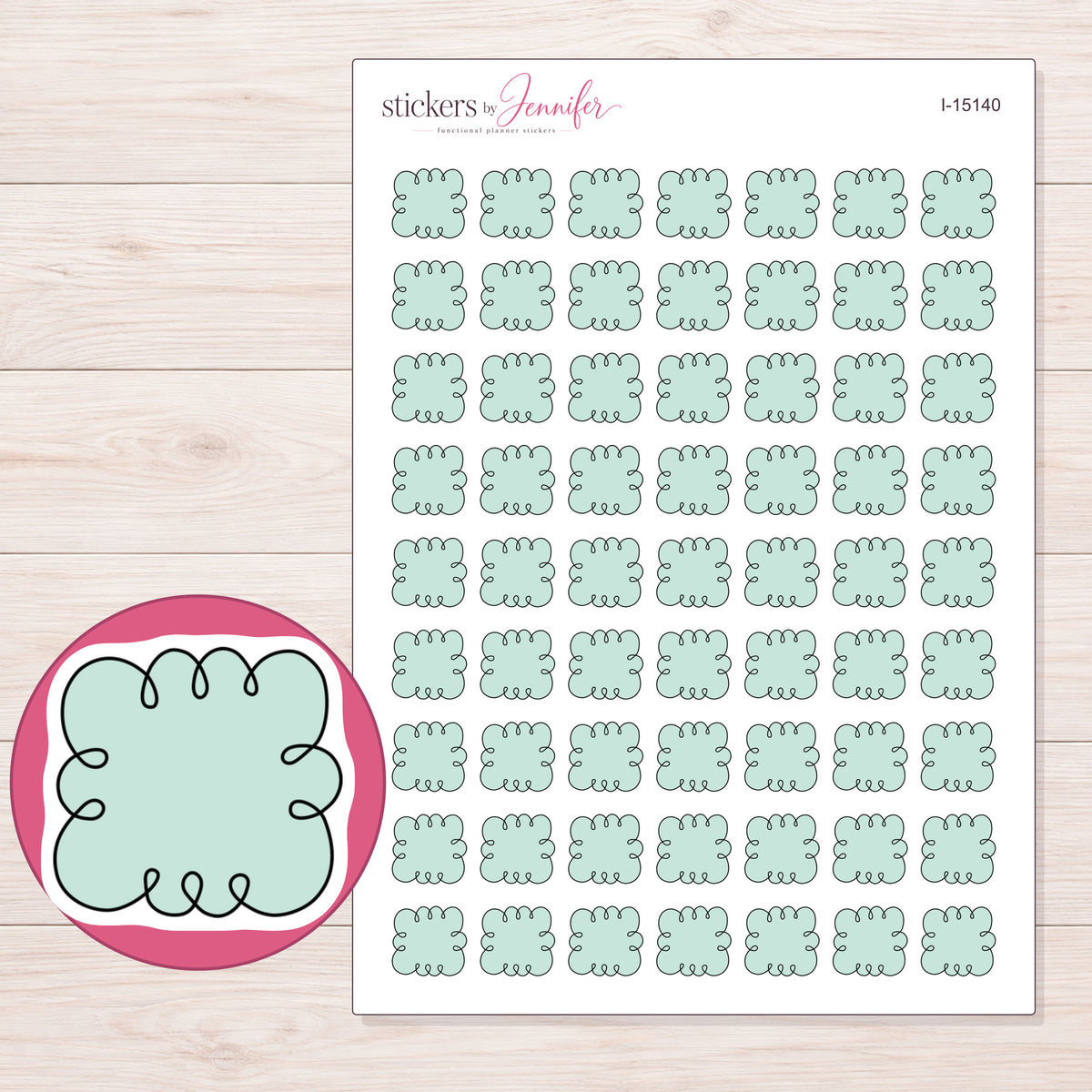 I-15140 planner sticker sheet with enlarged sticker detail