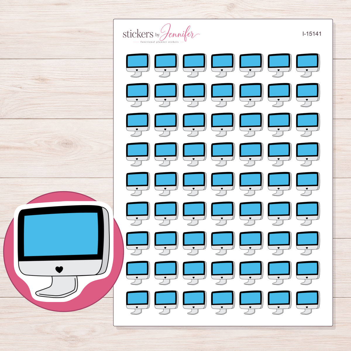 I-15141 planner sticker sheet with enlarged sticker detail