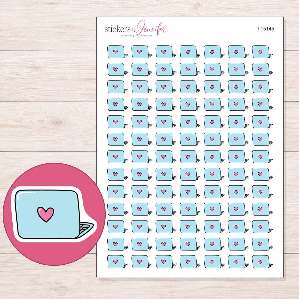I-15145 planner sticker sheet with enlarged sticker detail