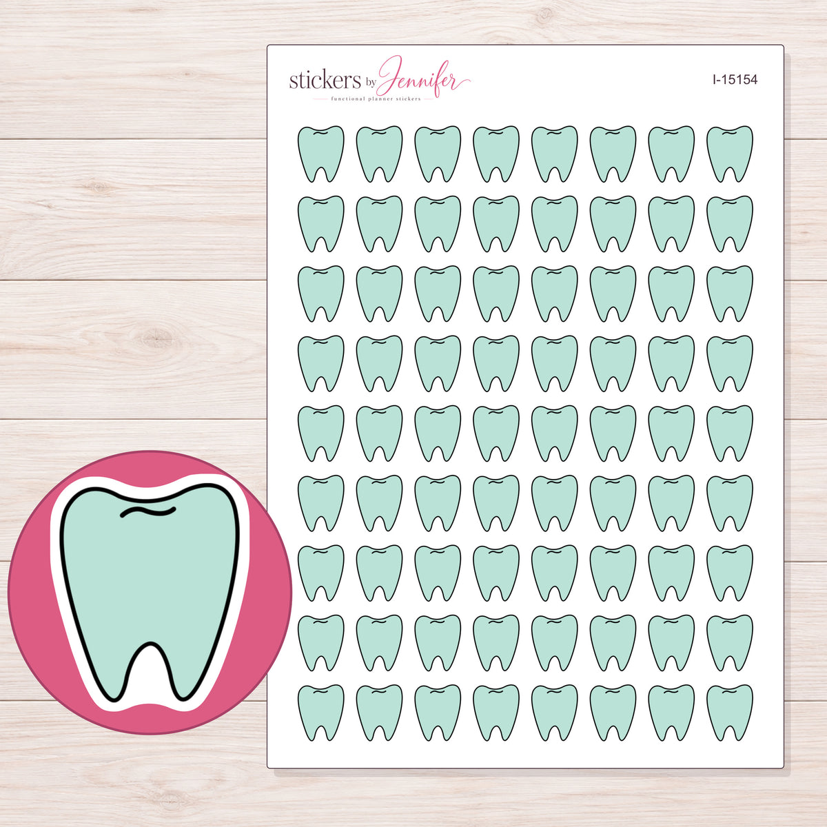 I-15154 planner sticker sheet with enlarged sticker detail