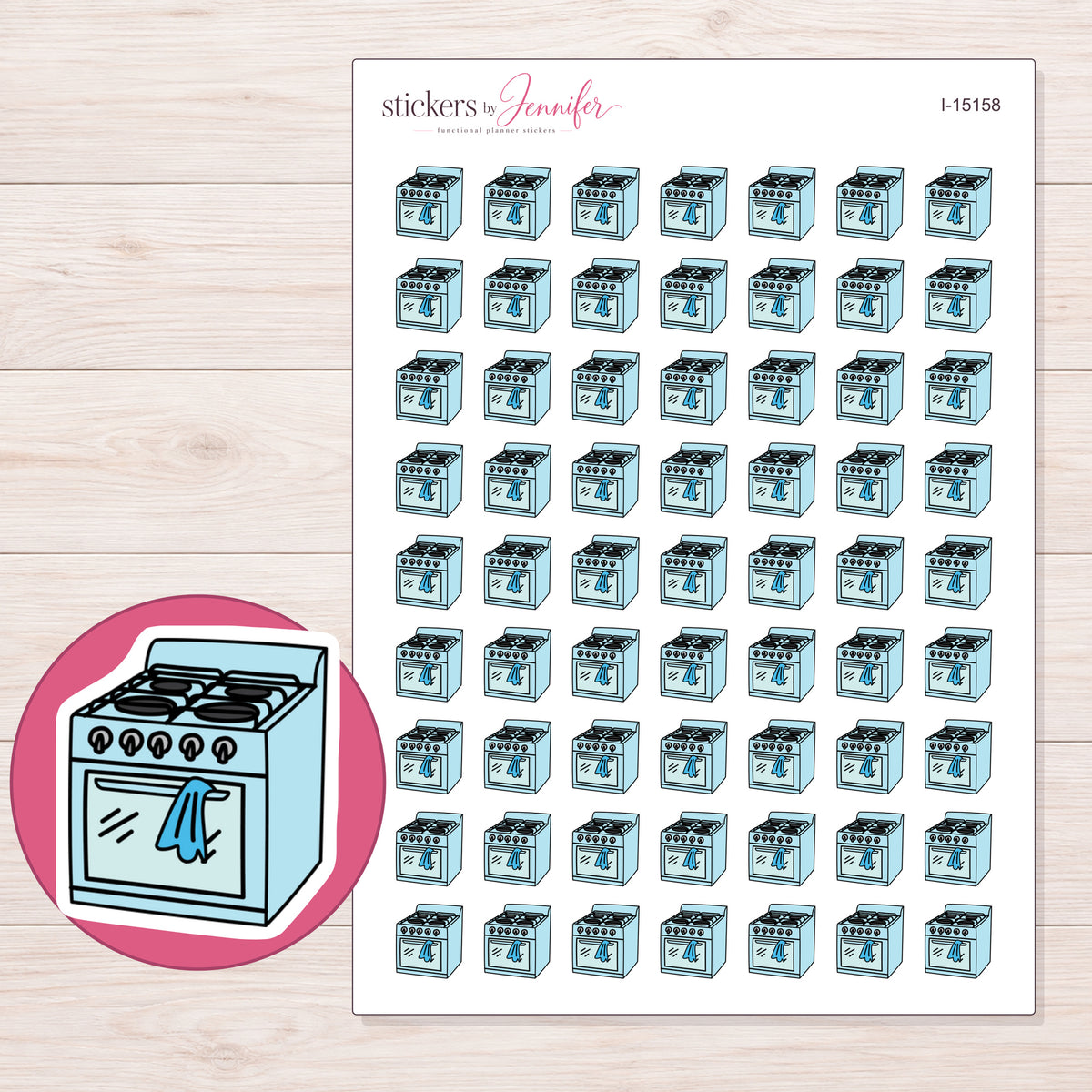 I-15158 planner sticker sheet with enlarged sticker detail