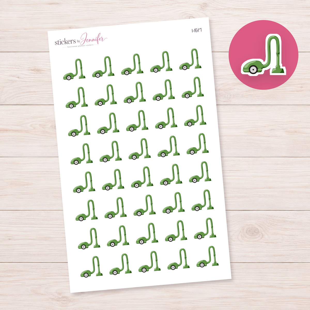 Sage Green Canister Vacuum Planner Stickers | I-1517