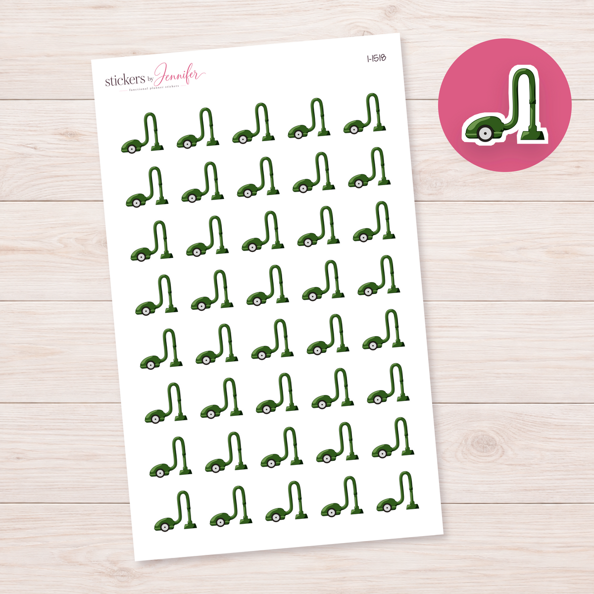 Forest Green Canister Vacuum Planner Stickers | I-1518