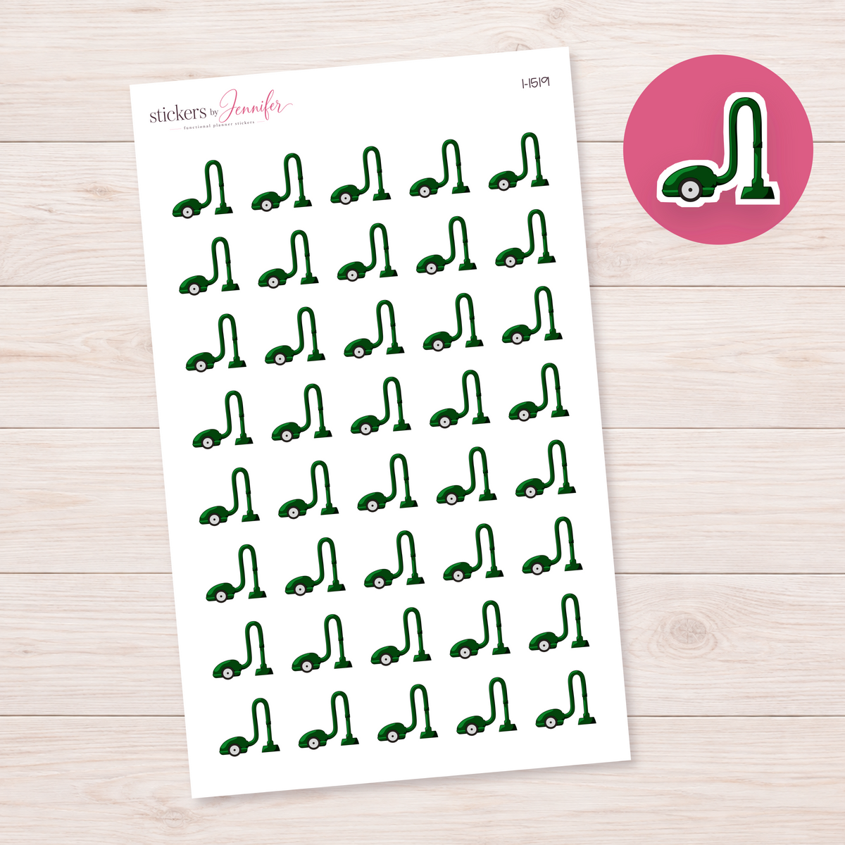 Green Vacuum Cleaner Planner Stickers | I-1519