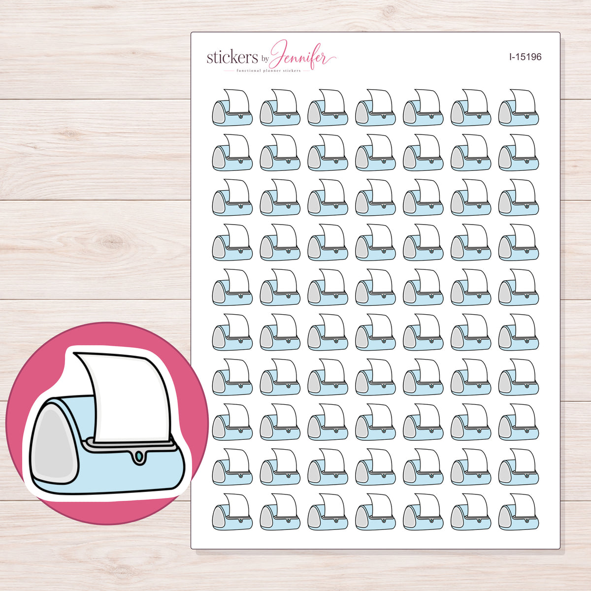 I-15196 planner sticker sheet with enlarged sticker detail