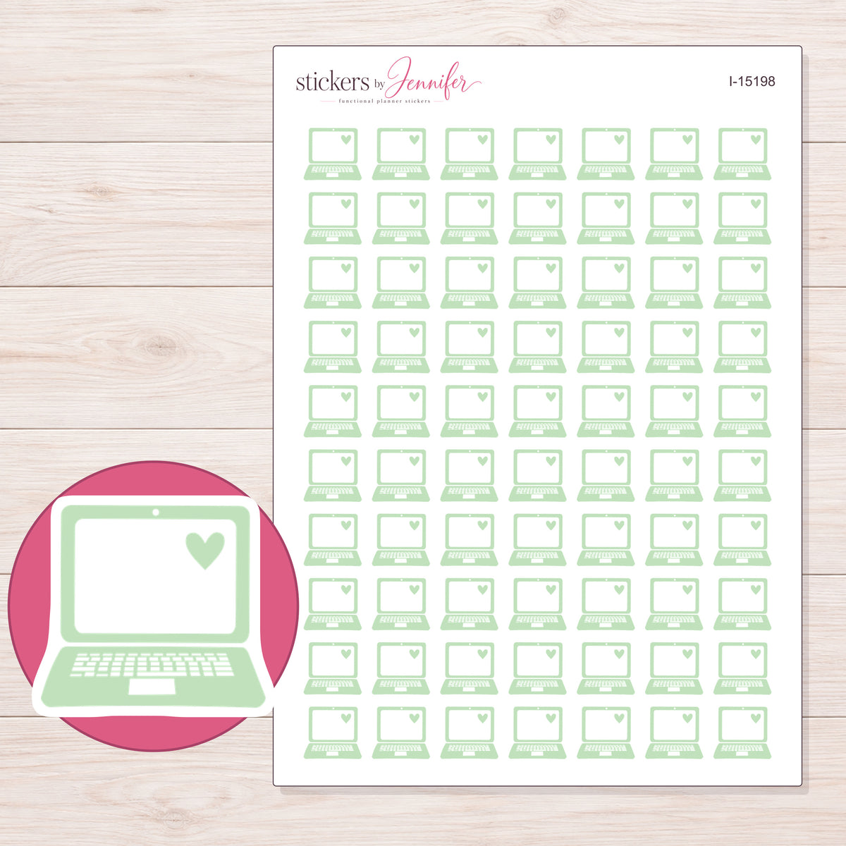 I-15198 planner sticker sheet with enlarged sticker detail