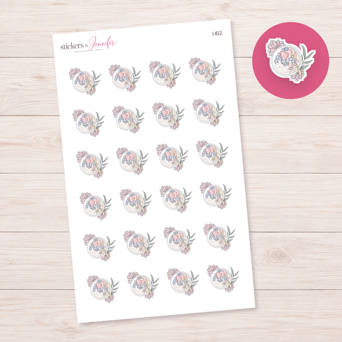 Floral Breakfast Bowl Planner Stickers | I-152