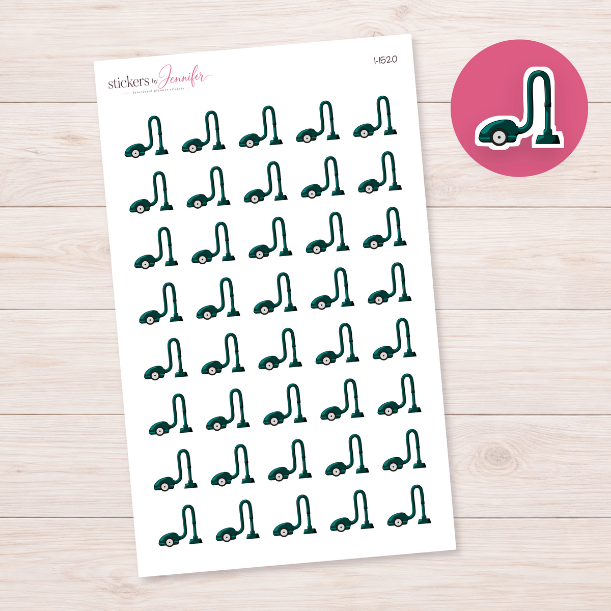 Deep Teal Canister Vacuum Planner Stickers | I-1520