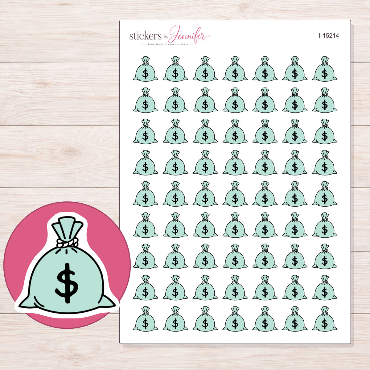 I-15214 planner sticker sheet with enlarged sticker detail