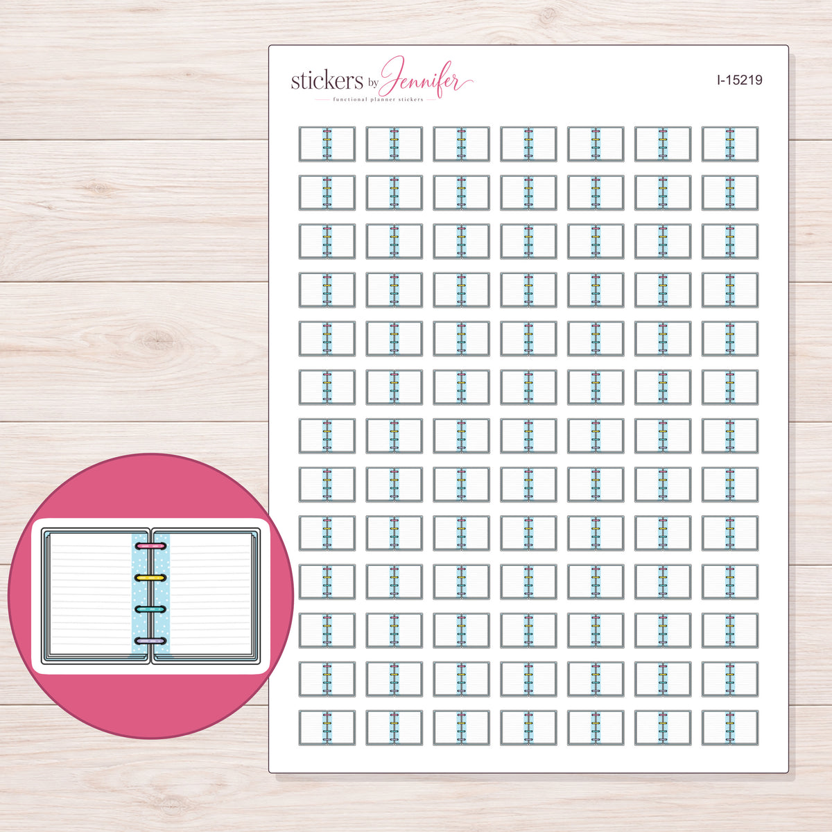 I-15219 planner sticker sheet with enlarged sticker detail
