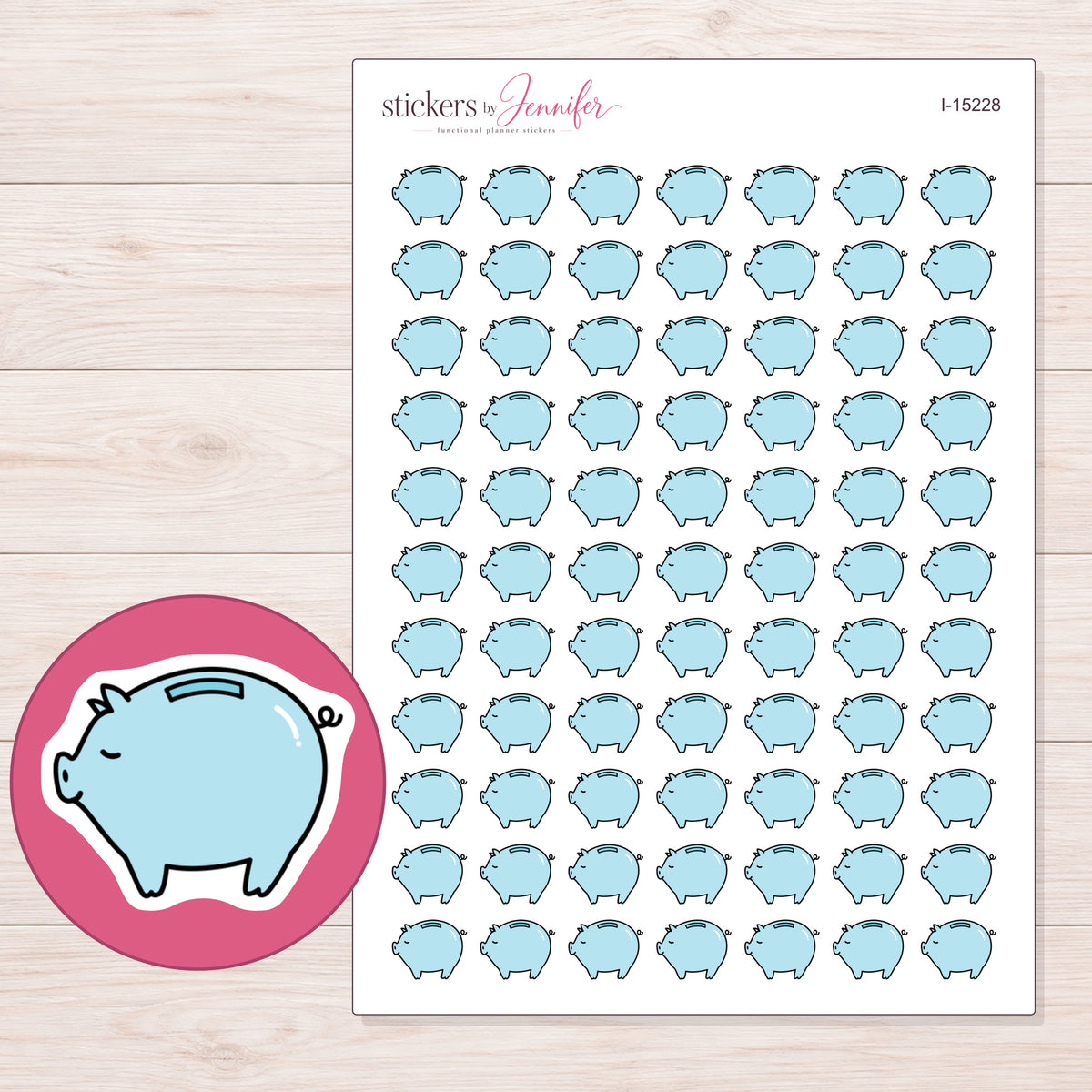 I-15228 planner sticker sheet with enlarged sticker detail