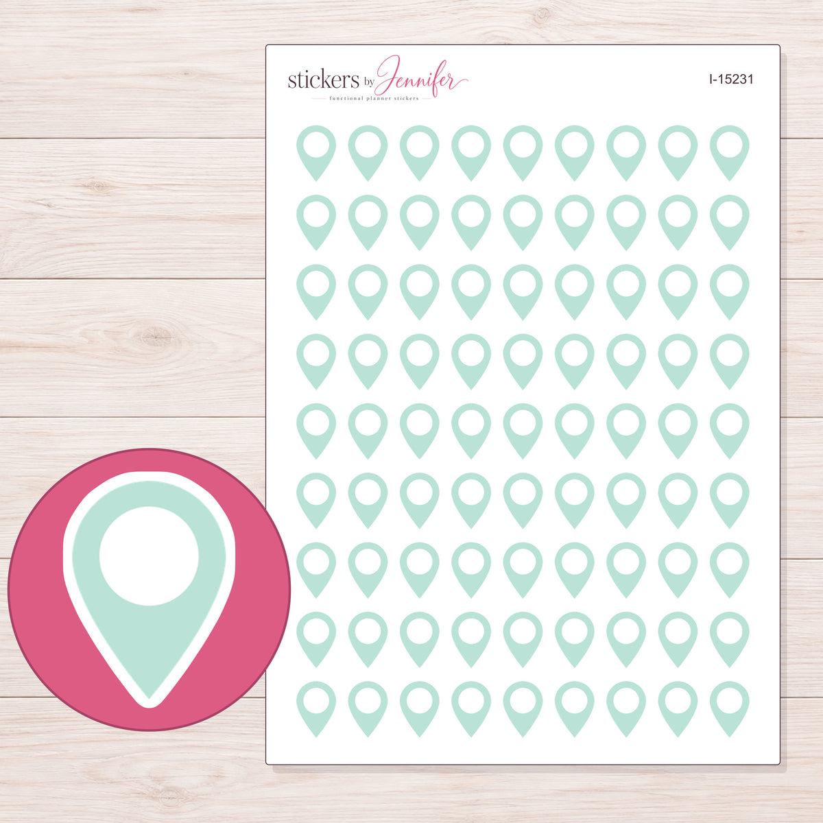 I-15231 planner sticker sheet with enlarged sticker detail