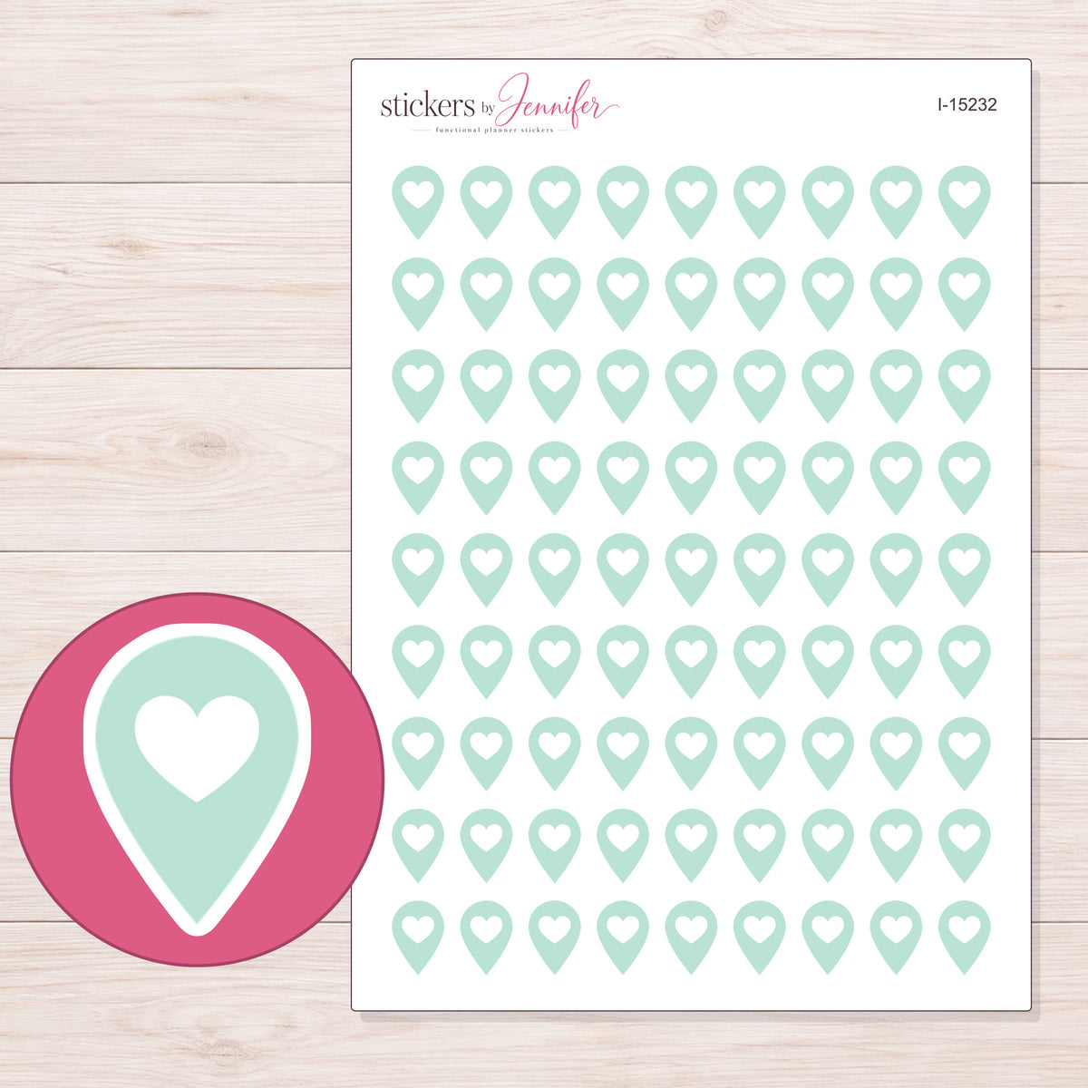 I-15232 planner sticker sheet with enlarged sticker detail