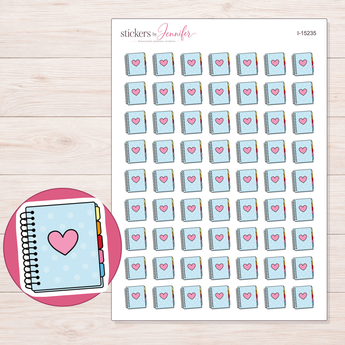 I-15235 planner sticker sheet with enlarged sticker detail