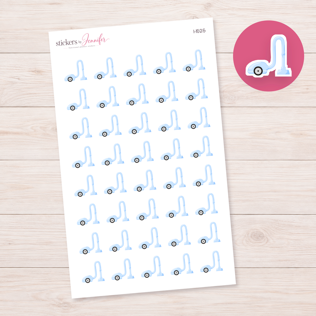 Pale Blue Canister Vacuum Planner Stickers | I-1525