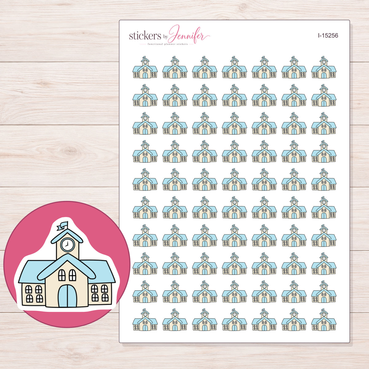 I-15256 planner sticker sheet with enlarged sticker detail