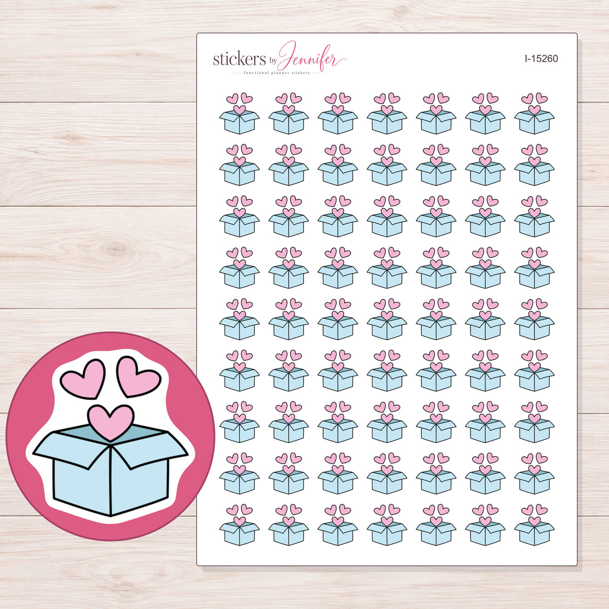 I-15260 planner sticker sheet with enlarged sticker detail