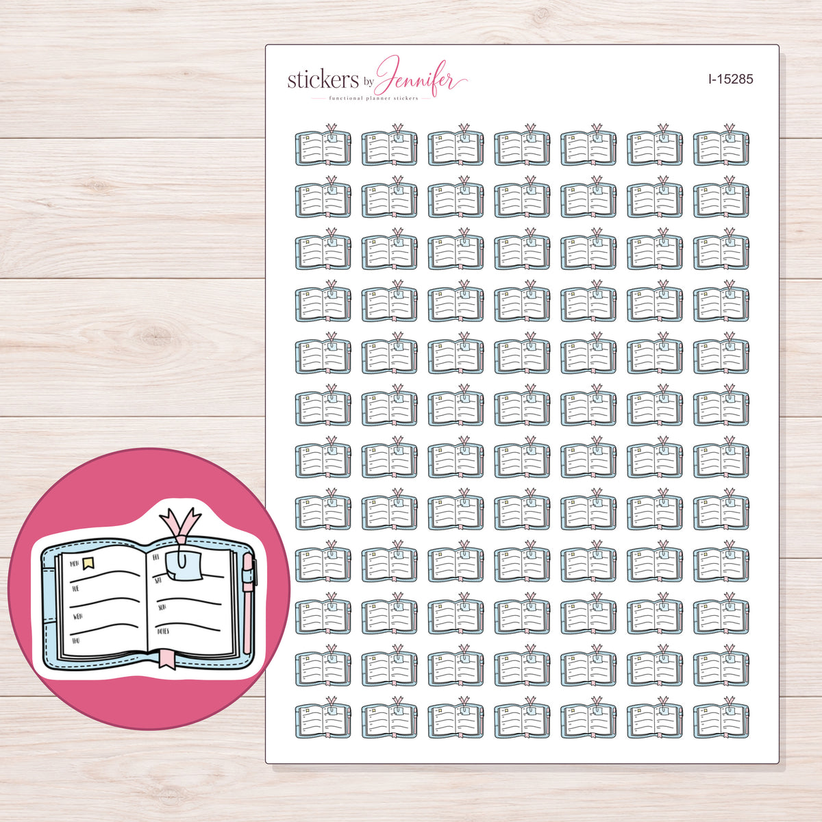 I-15285 planner sticker sheet with enlarged sticker detail