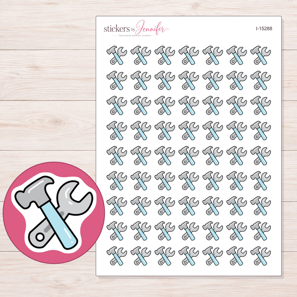 I-15288 planner sticker sheet with enlarged sticker detail