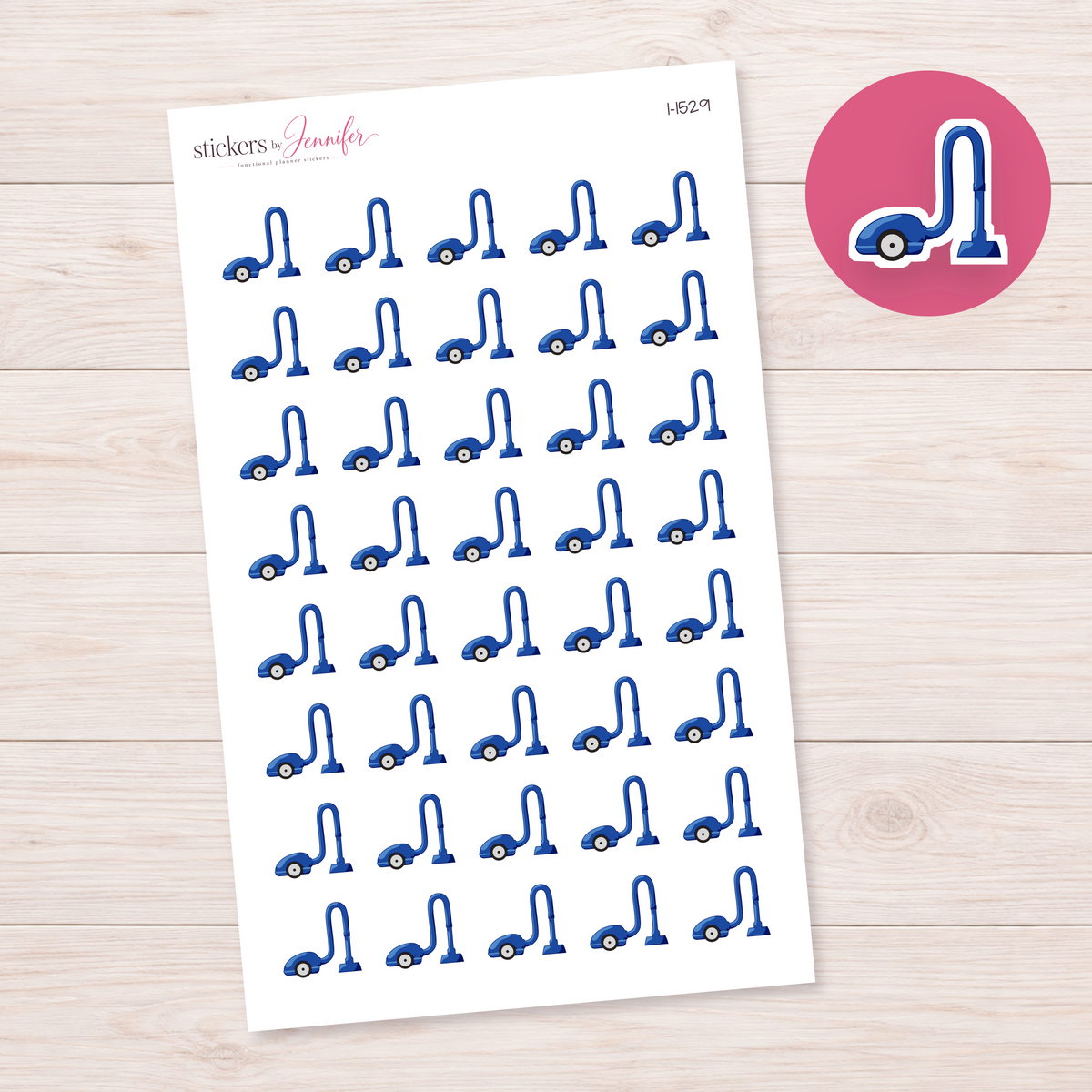Royal Blue Vacuum Cleaner Planner Stickers | I-1529