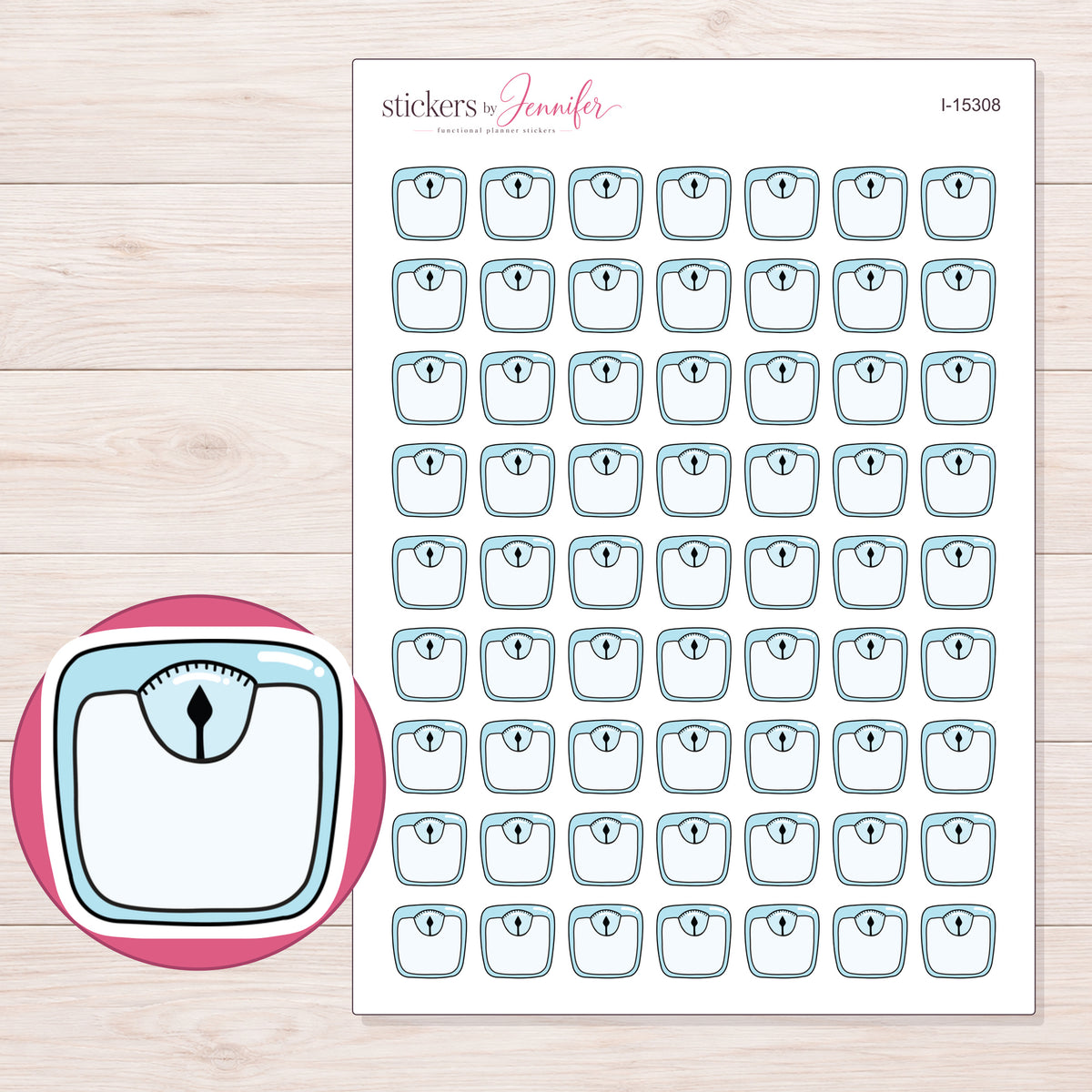 I-15308 planner sticker sheet with enlarged sticker detail
