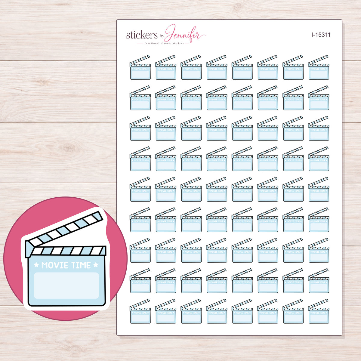 I-15311 planner sticker sheet with enlarged sticker detail