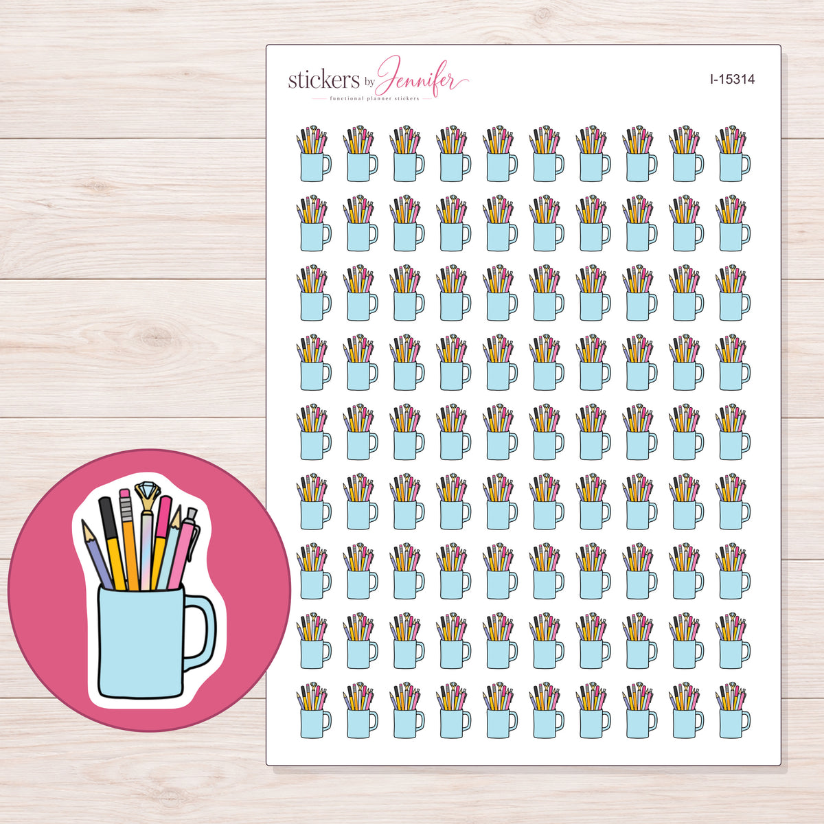 I-15314 planner sticker sheet with enlarged sticker detail