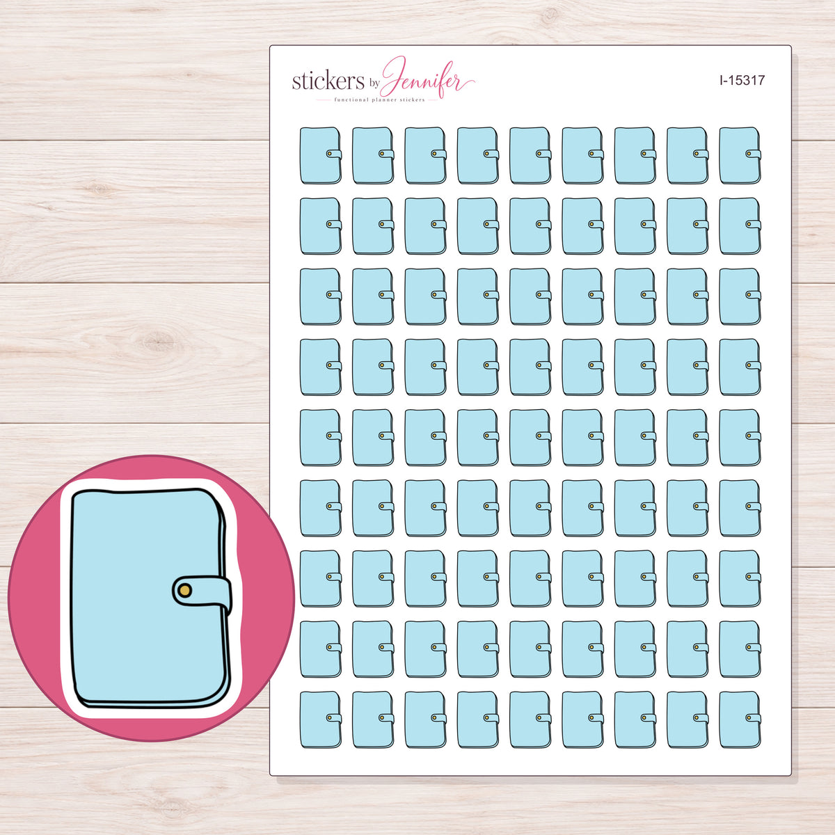 I-15317 planner sticker sheet with enlarged sticker detail