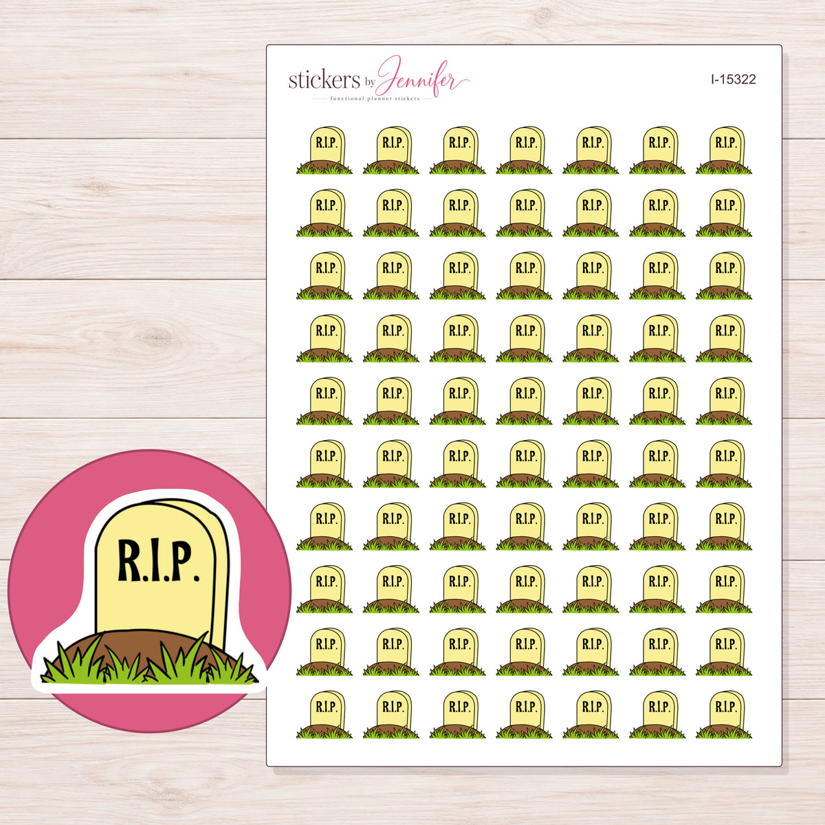 I-15322 planner sticker sheet with enlarged sticker detail