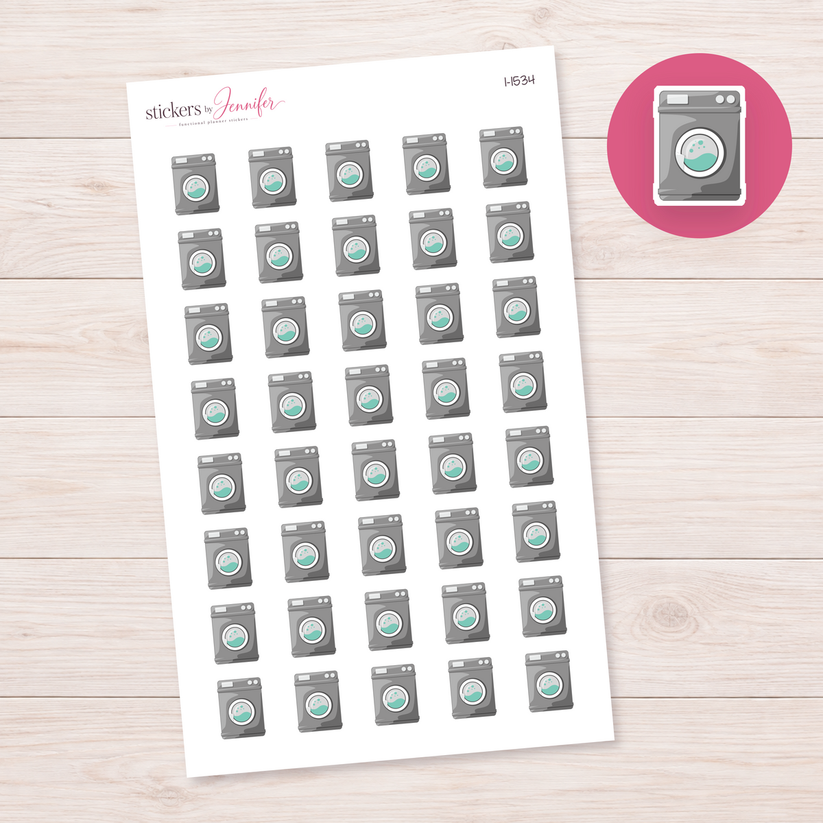 Gray Washing Machine Planner Stickers | I-1534