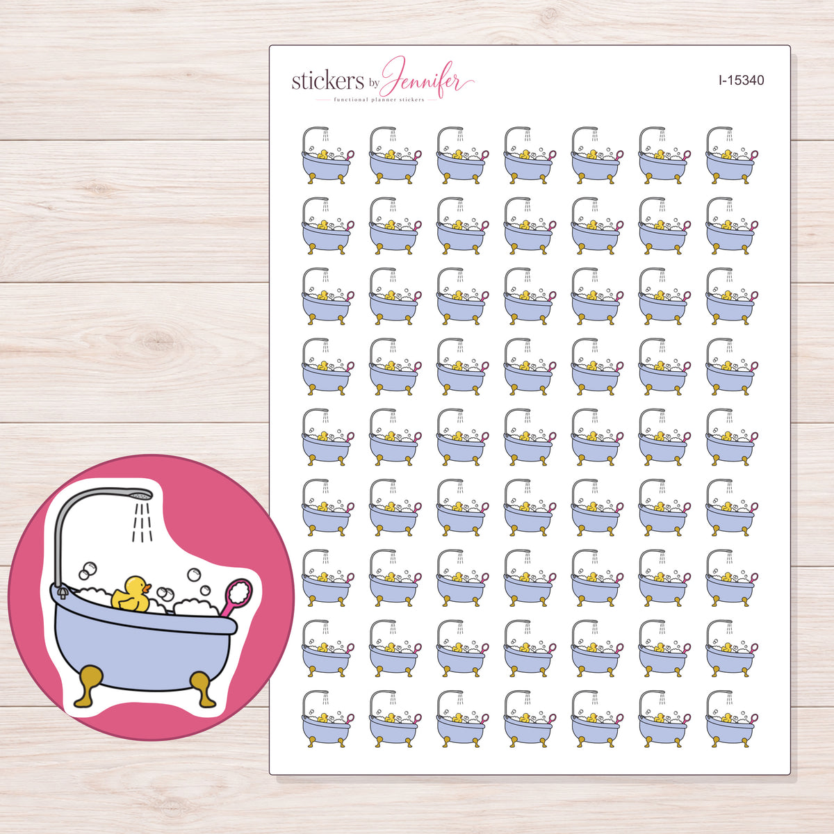 I-15340 planner sticker sheet with enlarged sticker detail