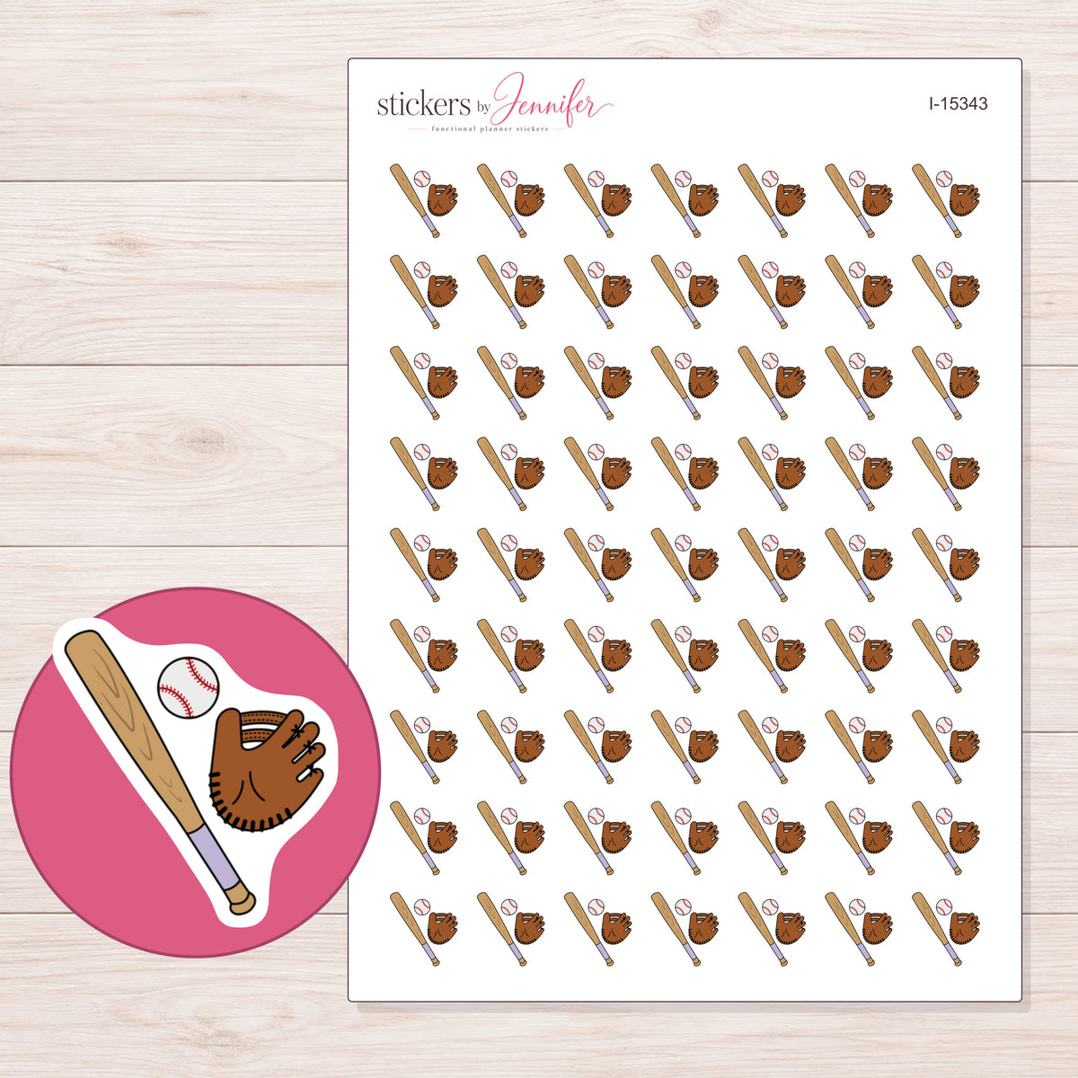 I-15343 planner sticker sheet with enlarged sticker detail