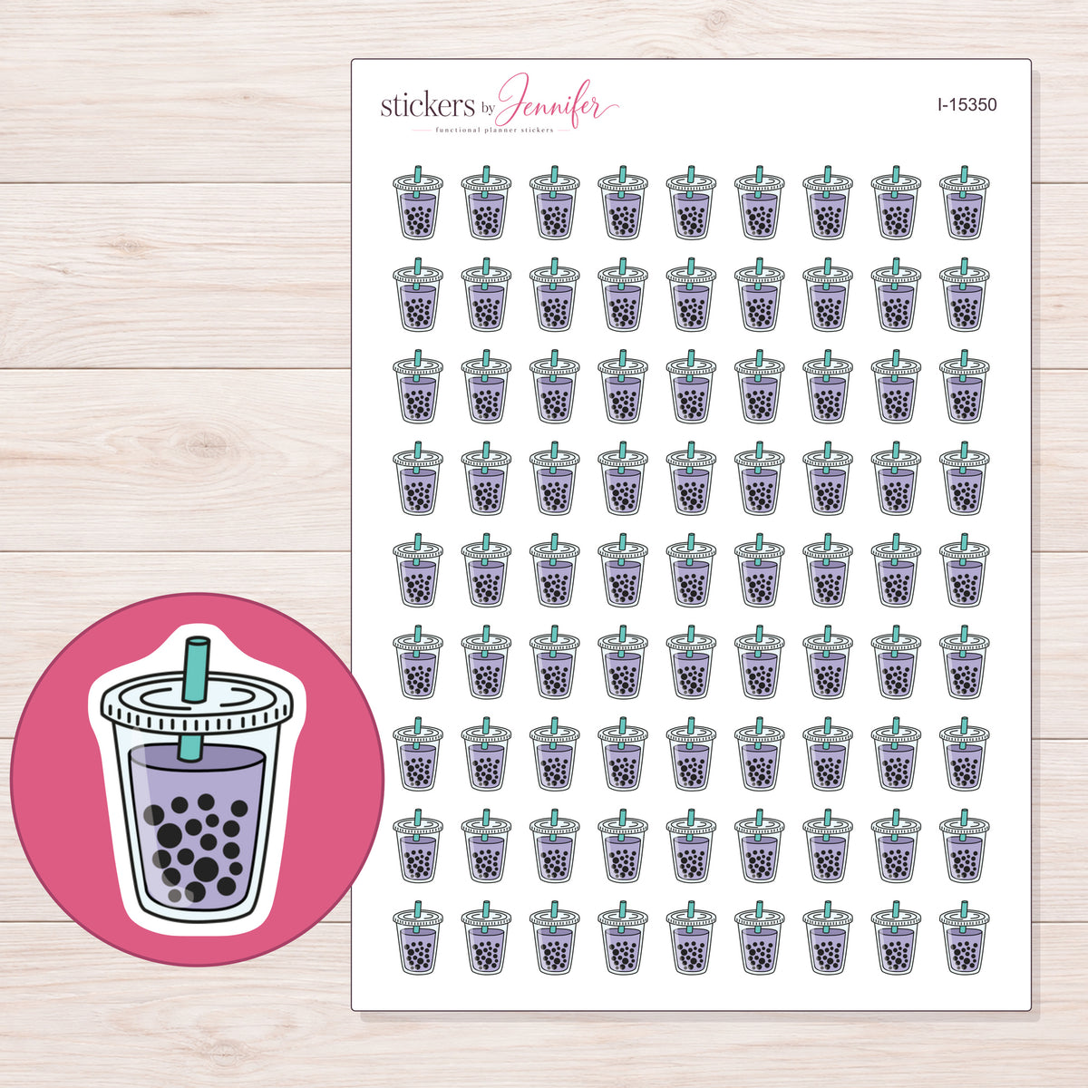 I-15350 planner sticker sheet with enlarged sticker detail