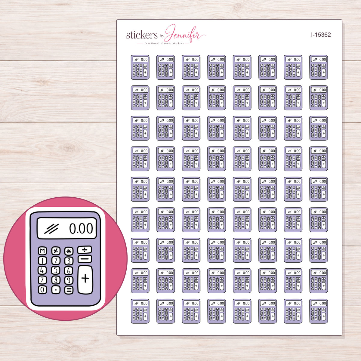 I-15362 planner sticker sheet with enlarged sticker detail