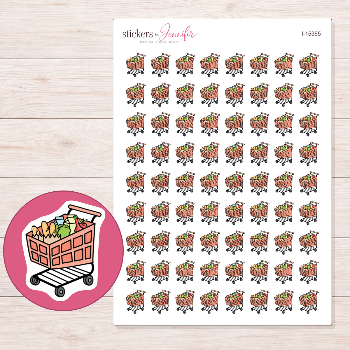 I-15365 planner sticker sheet with enlarged sticker detail