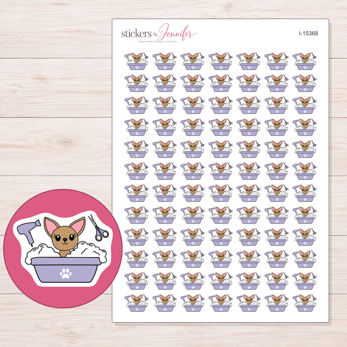 I-15368 planner sticker sheet with enlarged sticker detail