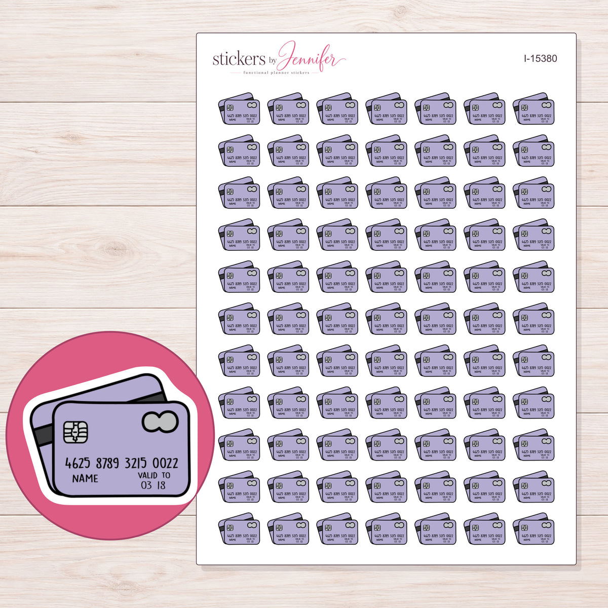 I-15380 planner sticker sheet with enlarged sticker detail