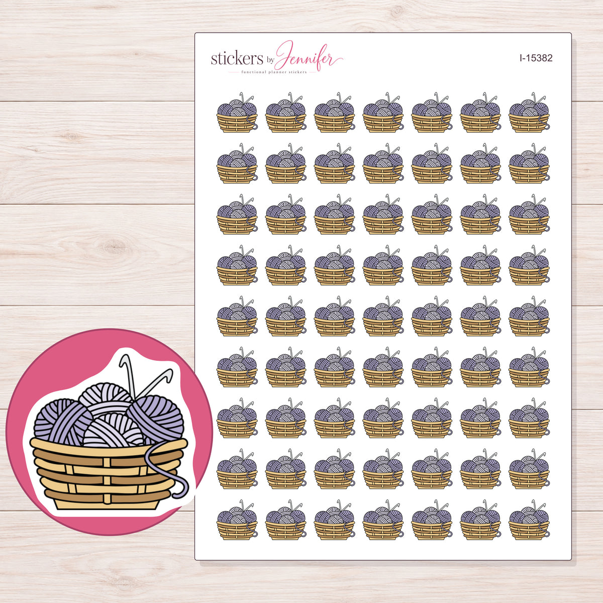 I-15382 planner sticker sheet with enlarged sticker detail