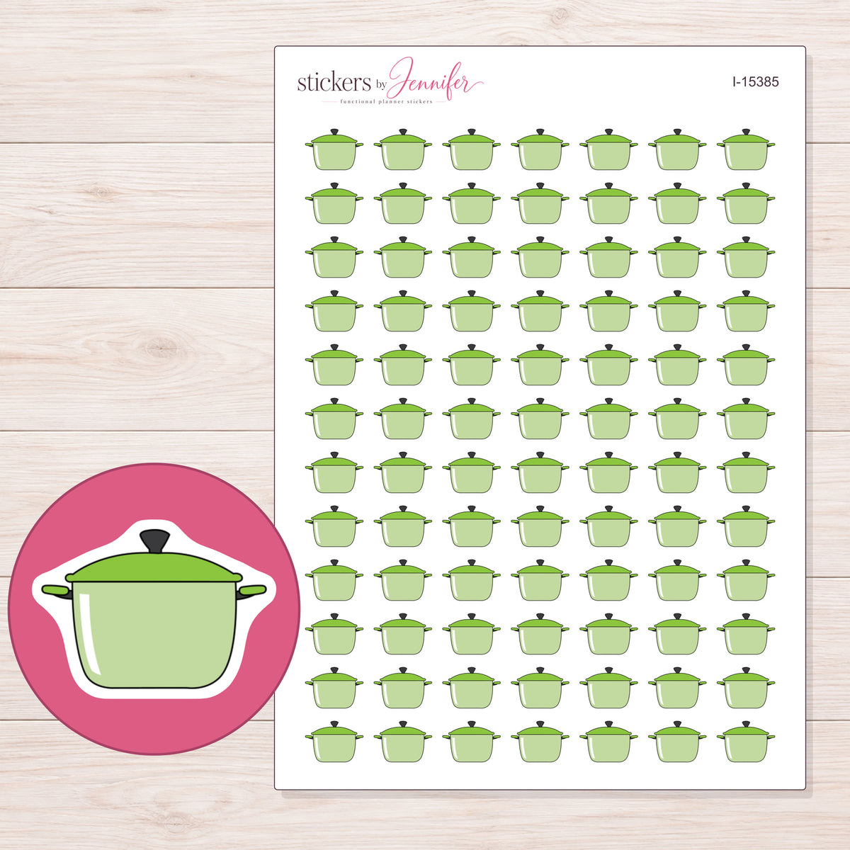 I-15385 planner sticker sheet with enlarged sticker detail