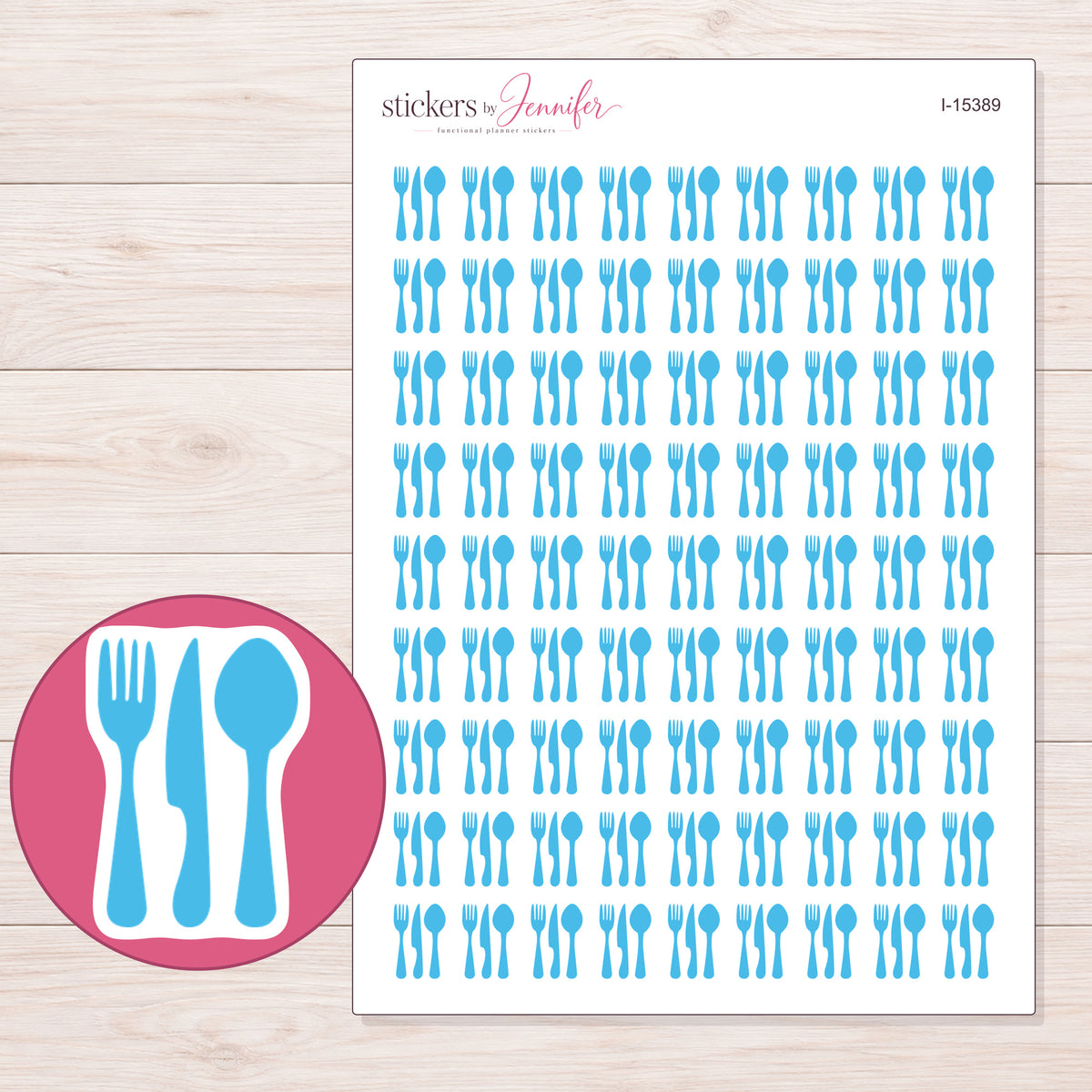 I-15389 planner sticker sheet with enlarged sticker detail