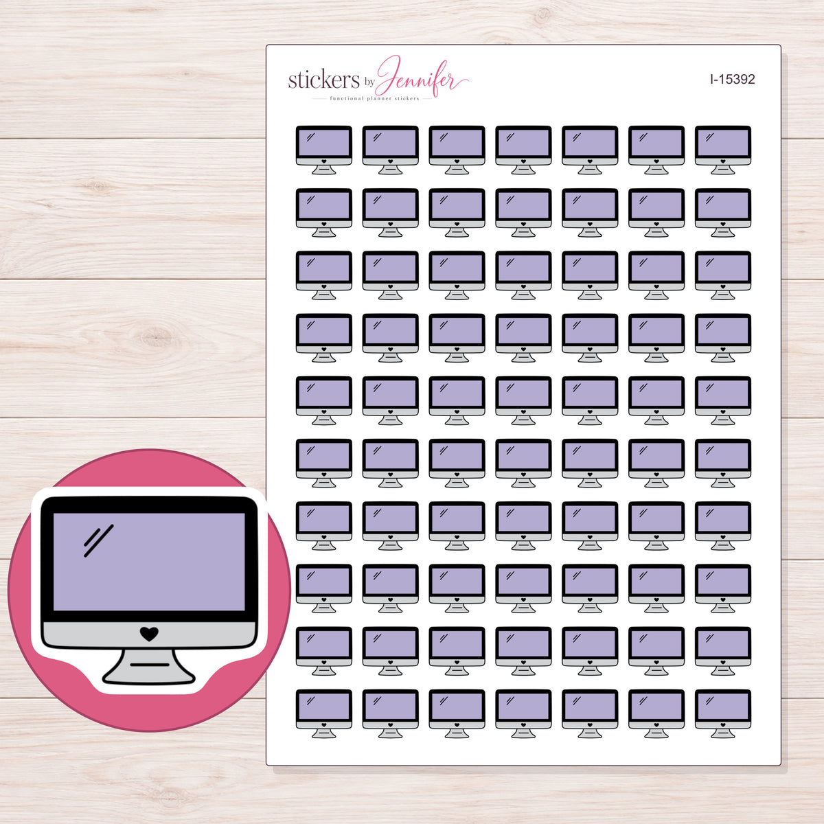 I-15392 planner sticker sheet with enlarged sticker detail