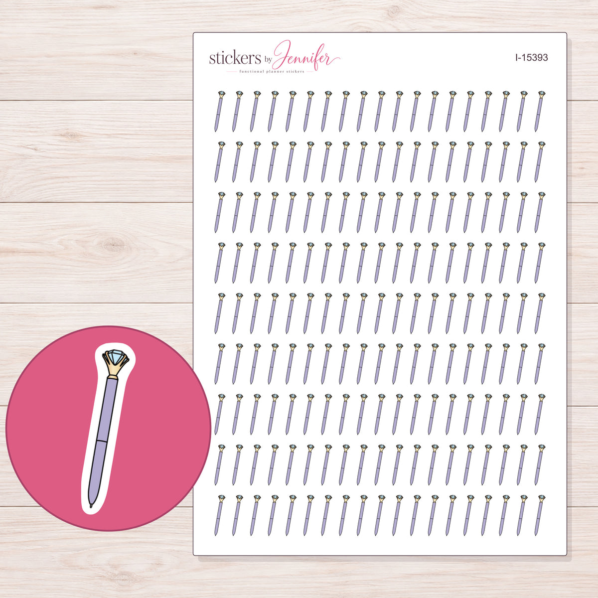 I-15393 planner sticker sheet with enlarged sticker detail