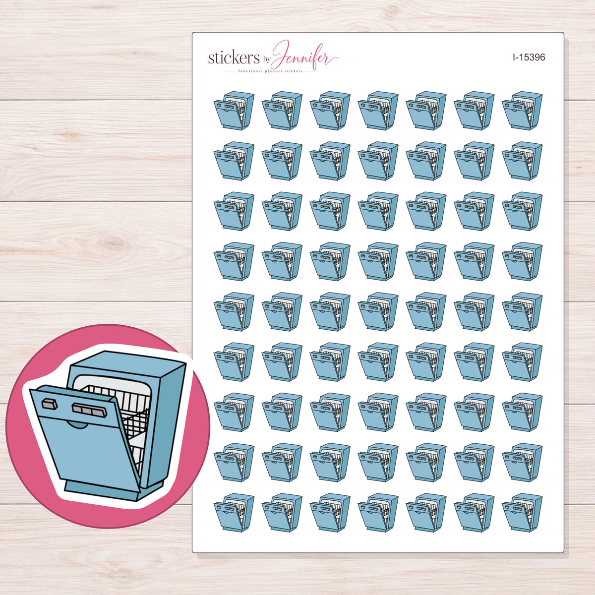 I-15396 planner sticker sheet with enlarged sticker detail