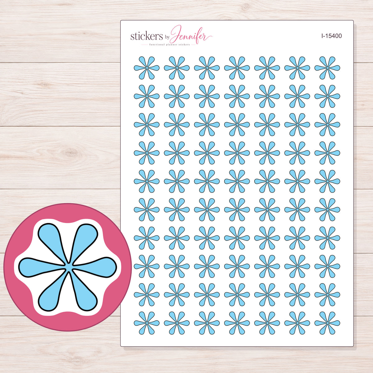 I-15400 planner sticker sheet with enlarged sticker detail