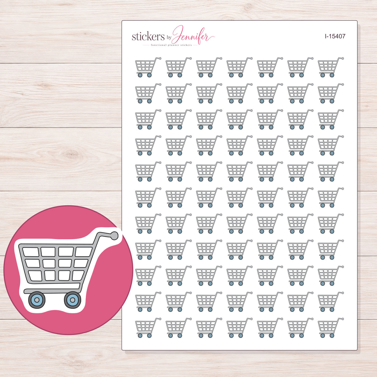 I-15407 planner sticker sheet with enlarged sticker detail