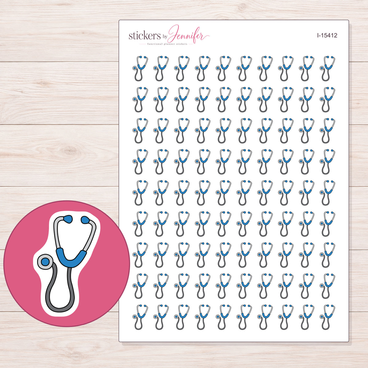 I-15412 planner sticker sheet with enlarged sticker detail