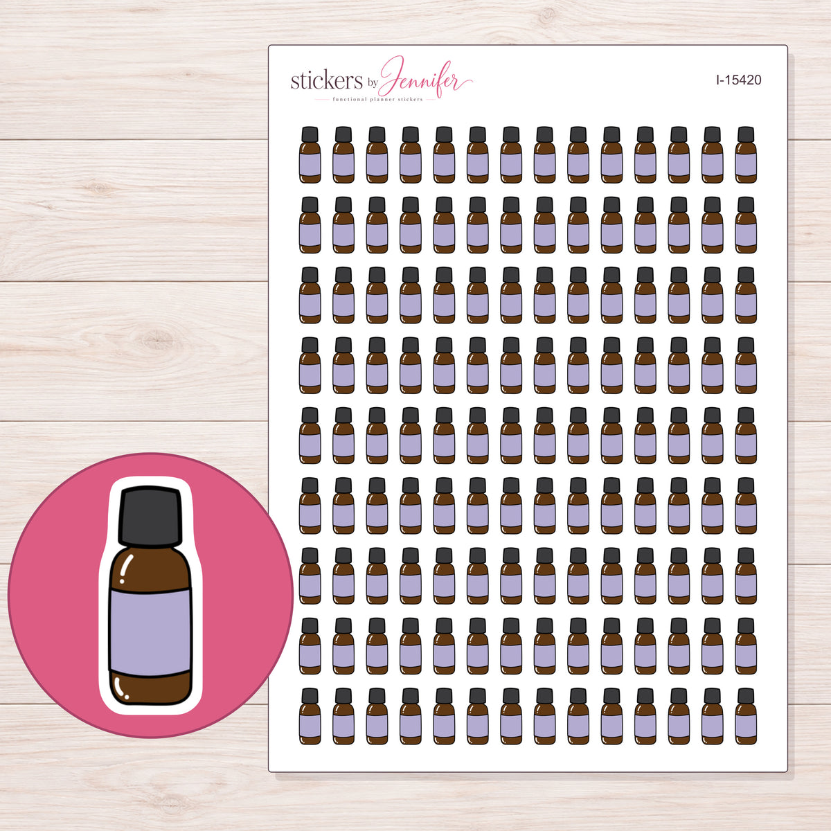 I-15420 planner sticker sheet with enlarged sticker detail