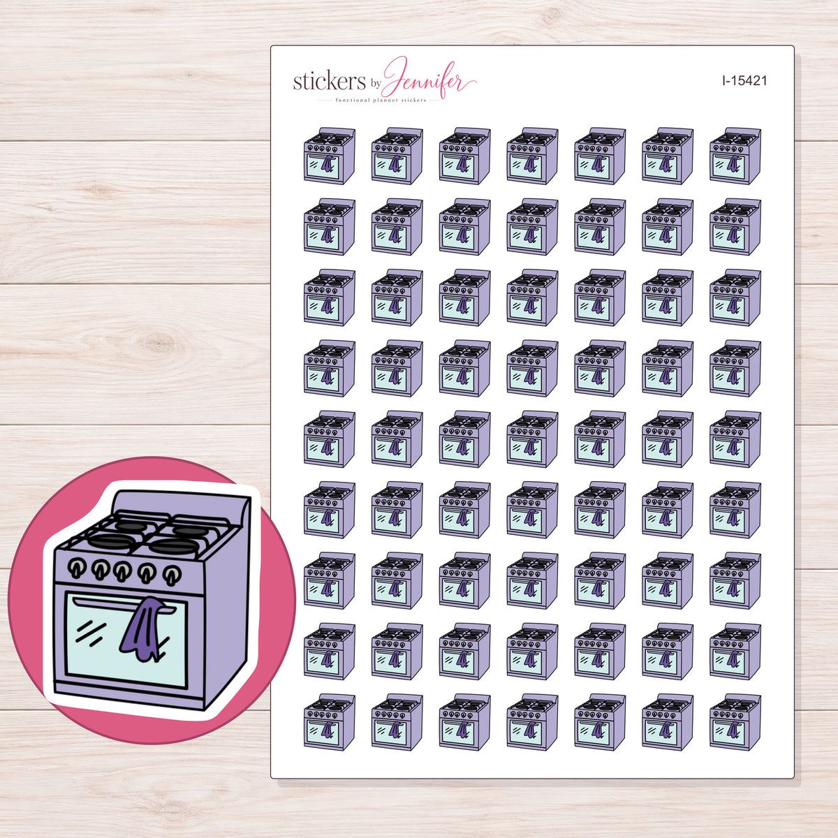 I-15421 planner sticker sheet with enlarged sticker detail