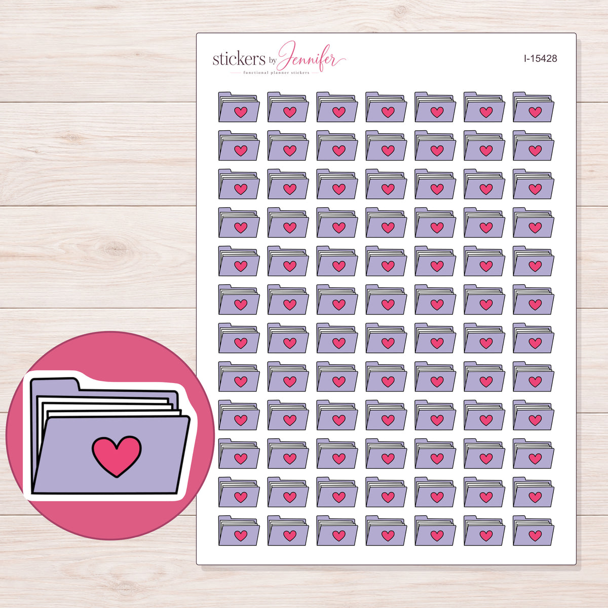I-15428 planner sticker sheet with enlarged sticker detail