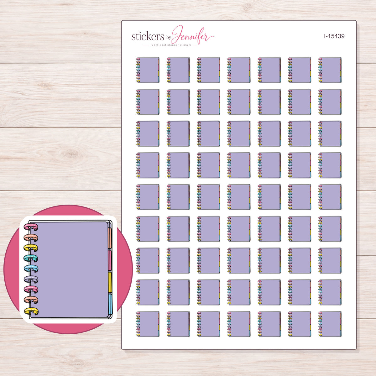 I-15439 planner sticker sheet with enlarged sticker detail